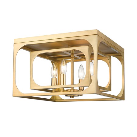 Z-Lite Easton Flush Mount, 4-Light, 15 In.W x 10 In.H, Rubbed Brass/Rubbed Brass 3038F-RB